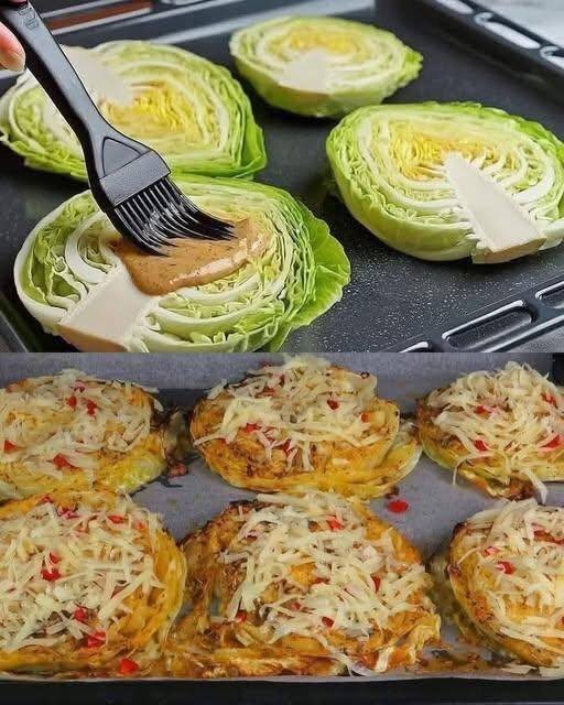 Roasted Cabbage Steaks with Cheese